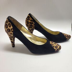 Ron White Cowhide Cheetah Print & Black Suede All Day Heels